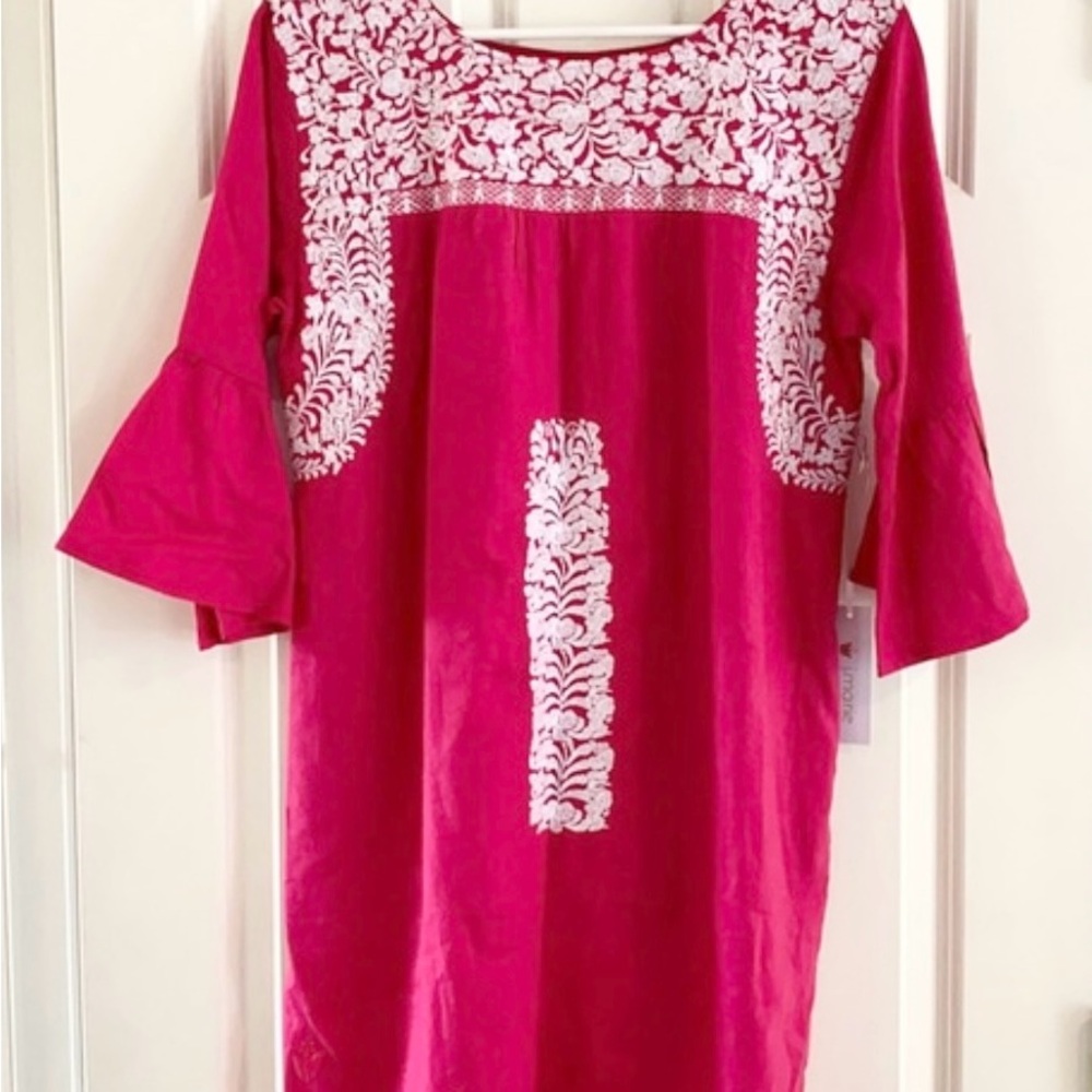 J Marie embroidered Regina Dress bell sleeve XSmall Retail $104 Price $45 New - Picture 3 of 5